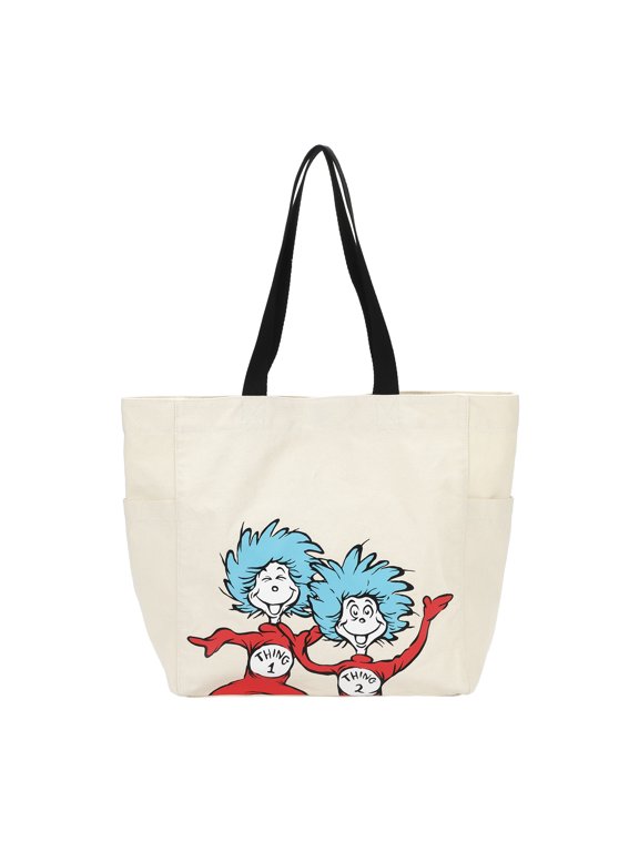Dr Seuss ABC Thing 1 Thing 2 Tote Bag, 15.5-Inch for Adults