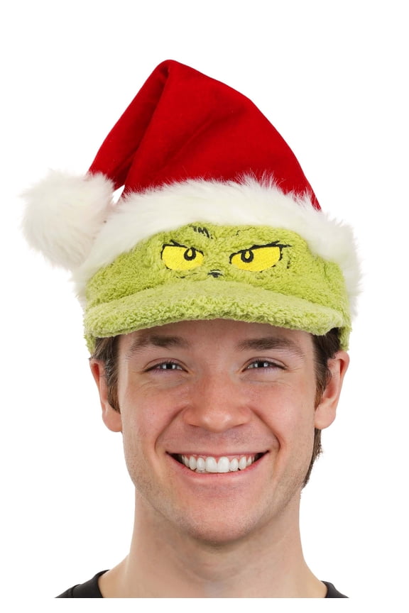 Dr. Seuss Adult Grinch Santa Fuzzy Cap