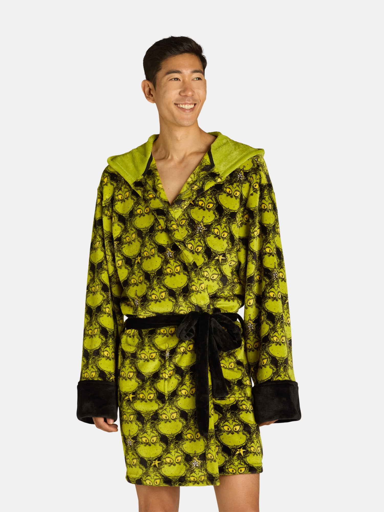 Dr. Seuss Men s Grinch Superminky Robe Sizes S XL