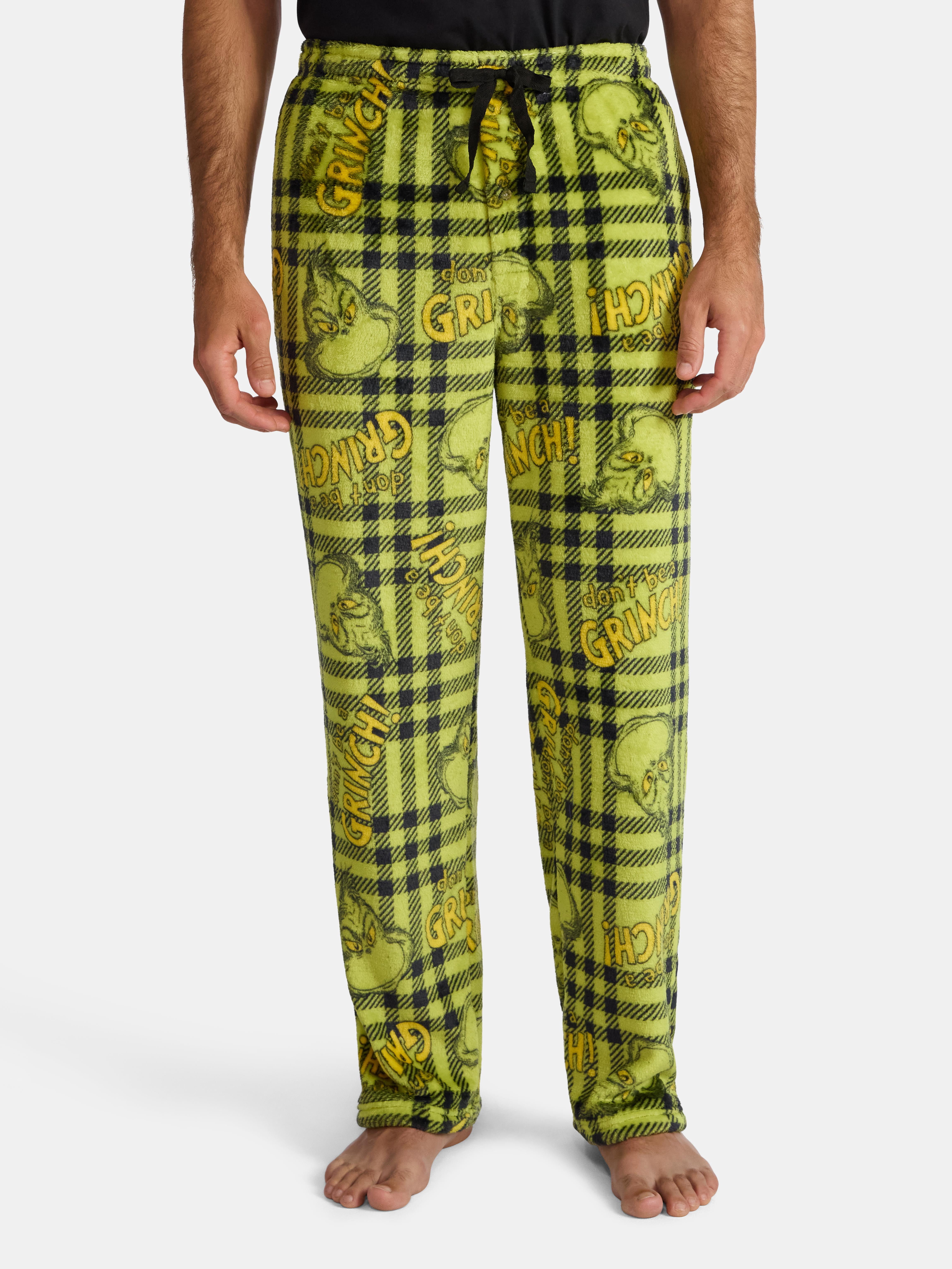 Dr. Seuss Men's Grinch Superminky Pajama Fleece Sleep Pants, Size S-XL