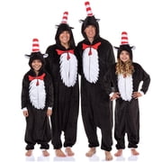 Dr. Seuss Adult The Cat in the Hat Kigurumi Hooded Union Suit Costume One Piece Pajama