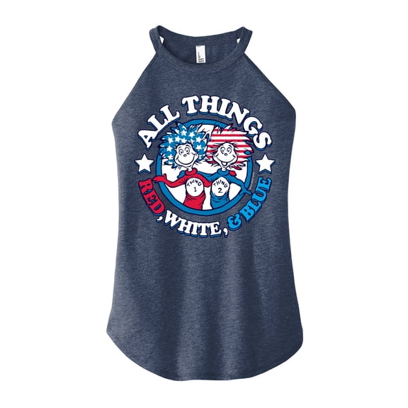 Dr. Seuss - All Things Red White And Blue - Juniors High Neck Tank Top
