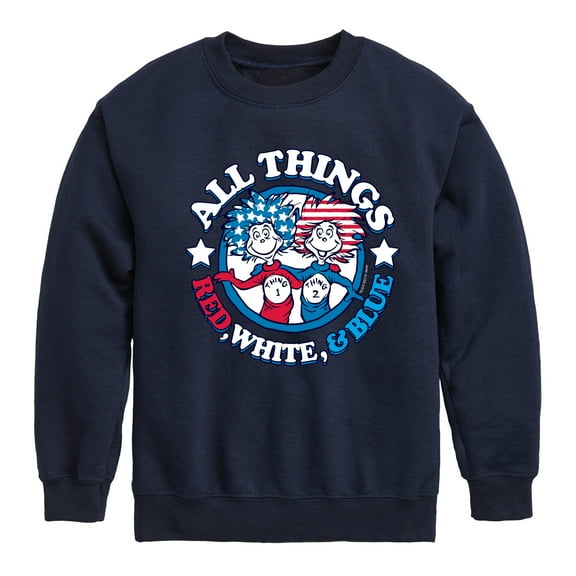Dr. Seuss - All Things Red, White and Blue - Toddler And Youth Crewneck Fleece Sweatshirt