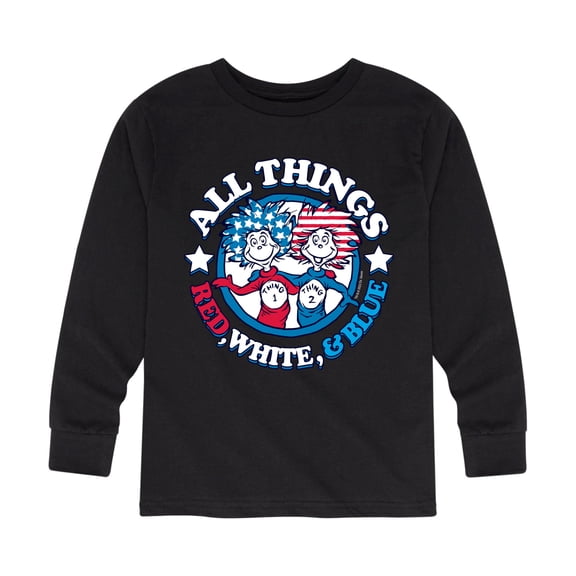Dr. Seuss - All Things Red, White and Blue - Toddler And Youth Long Sleeve Graphic T-Shirt