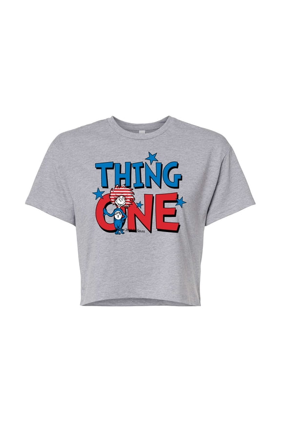 - American Thing One - Juniors Cropped Cotton Blend T-Shirt