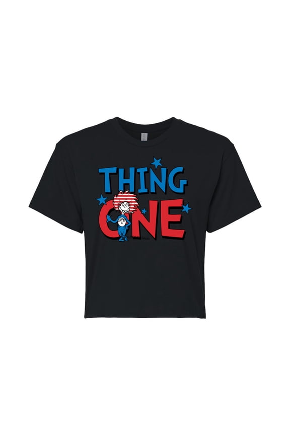 - American Thing One - Juniors Cropped Cotton Blend T-Shirt