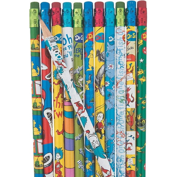 7 1/2 inches Bulk 72 pieces Dr. Seuss Characters Wood Pencils