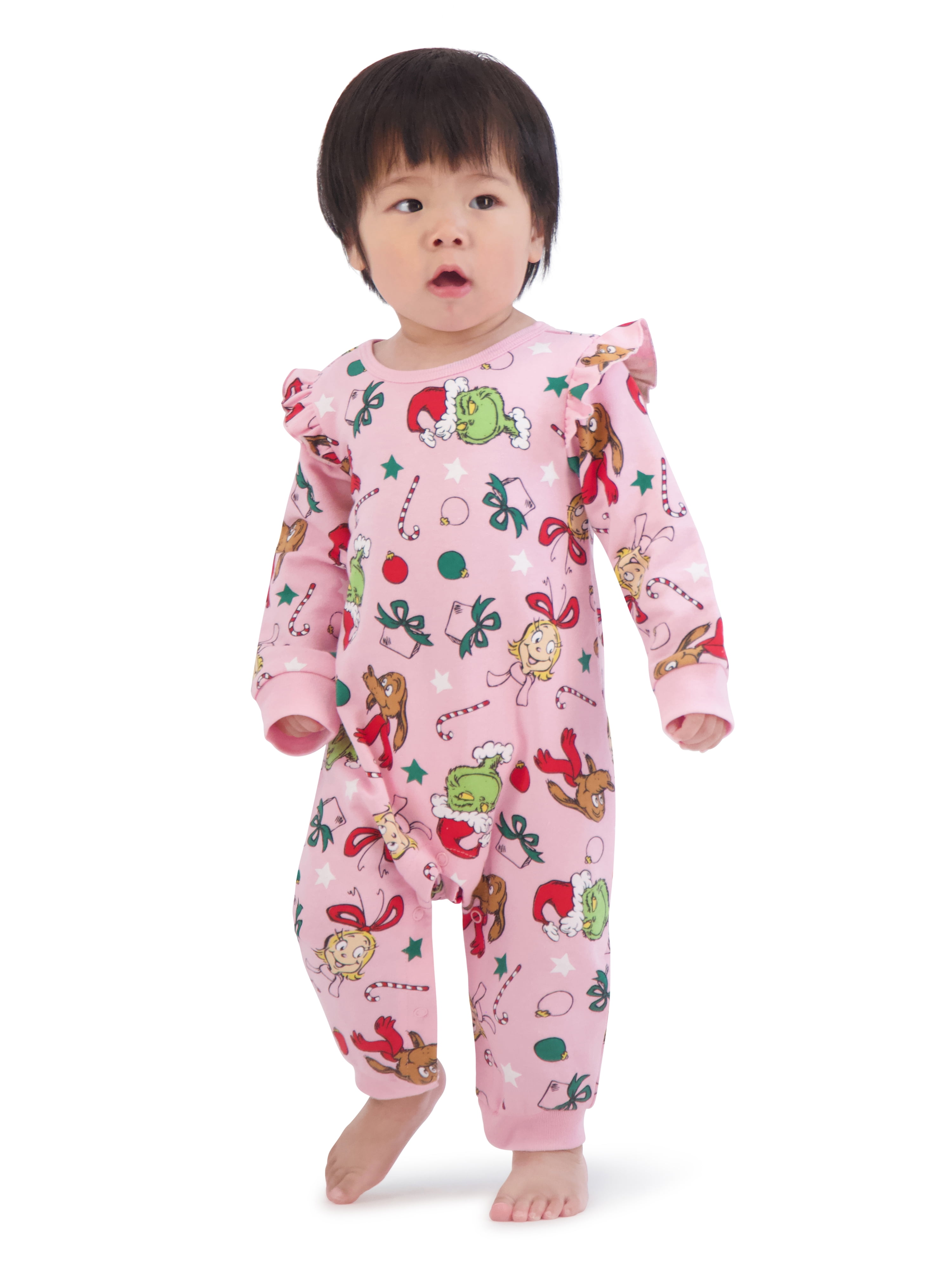Dr.Seuss Baby Girl Grinch Printed Coverall, Sizes 0-24 Months