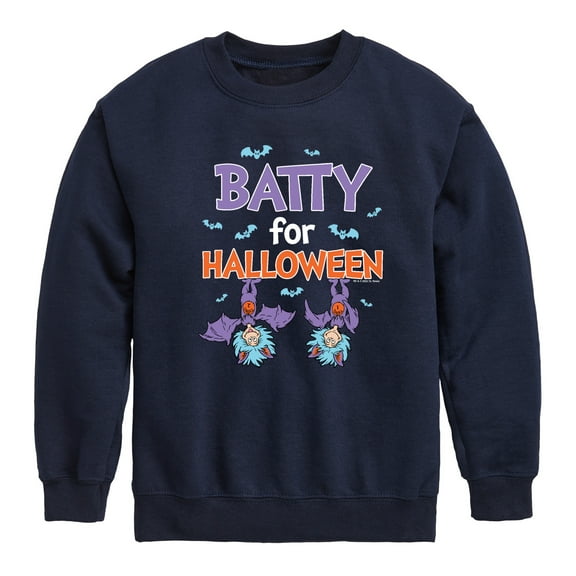Dr. Seuss - Batty For Halloween Thing 1 and Thing 2 - Toddler And Youth Crewneck Fleece Sweatshirt