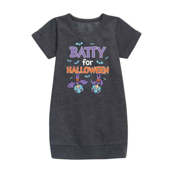 Dr. Seuss - Batty For Halloween Thing 1 and Thing 2 - Toddler And Youth Girls Fleece Dress