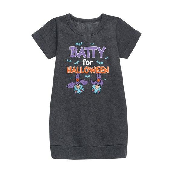 Dr. Seuss - Batty For Halloween Thing 1 and Thing 2 - Toddler And Youth Girls Fleece Dress