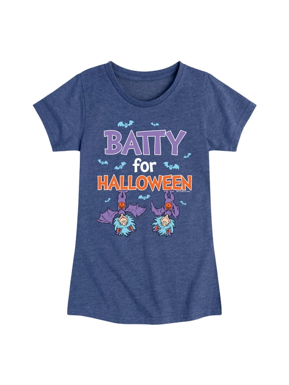 - Batty For Halloween Thing 1 and Thing 2 Girls' Fitted Short Sleeve Graphic T-Shirt