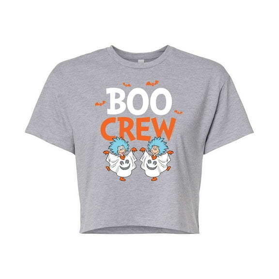 Dr. Seuss - Boo Crew Thing 1 and Thing 2 - Juniors Cropped Cotton Blend T-Shirt