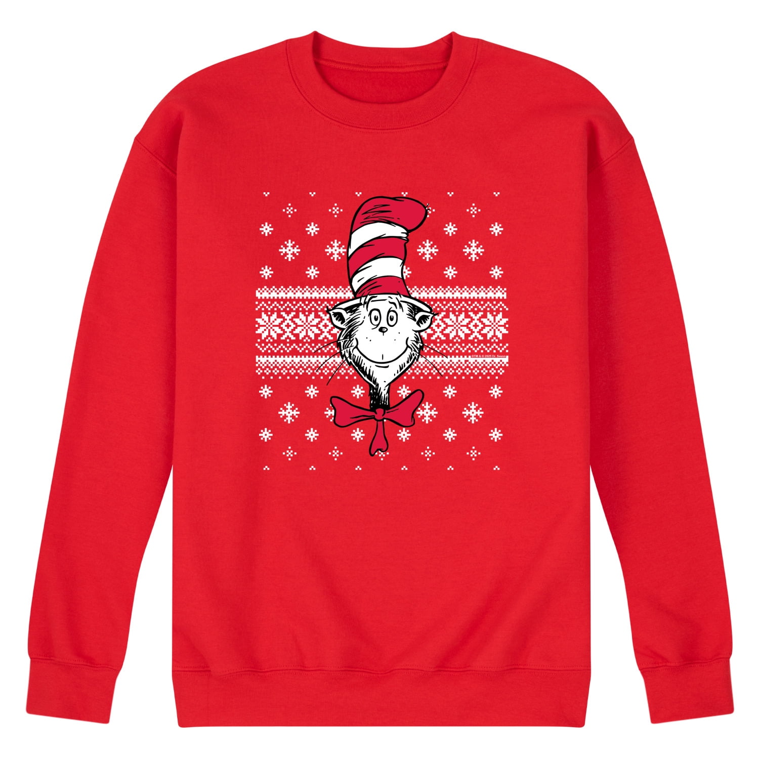 Dr. Seuss - Cat In Hat Sweater - Men's Long Sleeve Crew Fleece ...