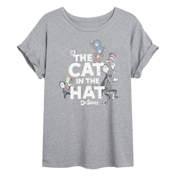 The Cat in the Hat - Cat & Friends Tonal - Juniors Oversized Graphic T-Shirt