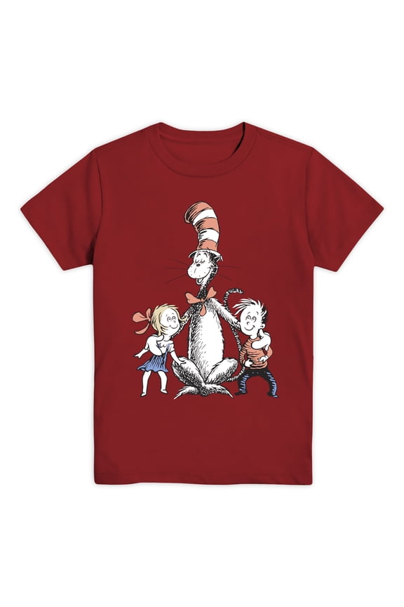 Cat In The Hat And Kids, Boys Graphic Crew Neck Short Sleeve T-Shirt, Sizes XS-2X (Little Boys & Big Boys)