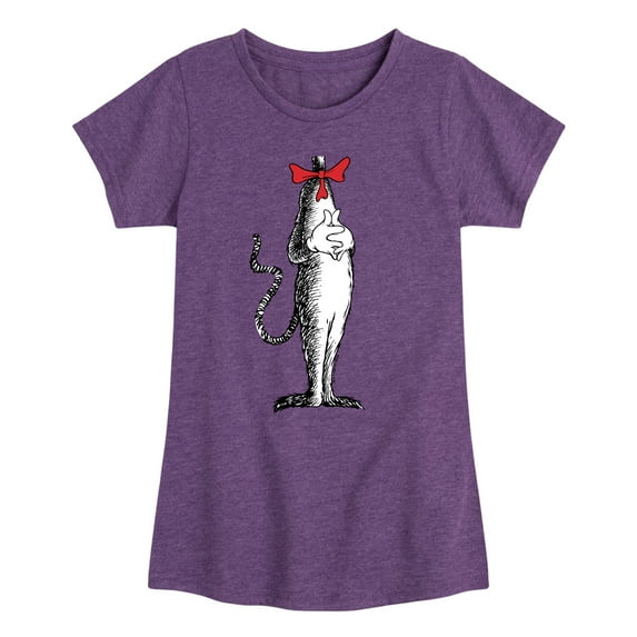 Dr. Seuss - Cat In The Hat Costume - Girls Toddler And Youth Fitted Short Sleeve Tee