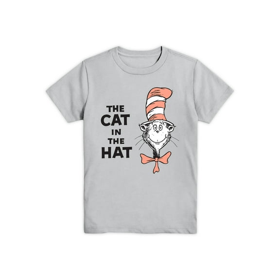 Dr. Seuss Cat In The Hat Face, Boys Graphic Crew Neck Short Sleeve T-Shirt, Sizes XS-2X (Little Boys & Big Boys)