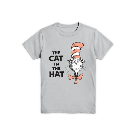 Dr. Seuss Cat In The Hat Face, Boys Graphic Crew Neck Short Sleeve T-Shirt, Sizes XS-2X (Little Boys & Big Boys)