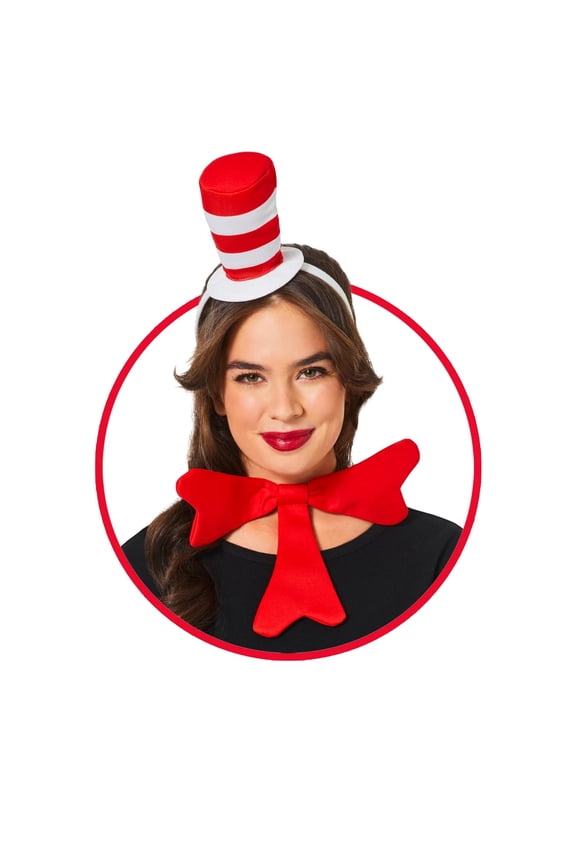 Dr Seuss Cat In The Hat Headband and Bowtie Adult Costume Kit