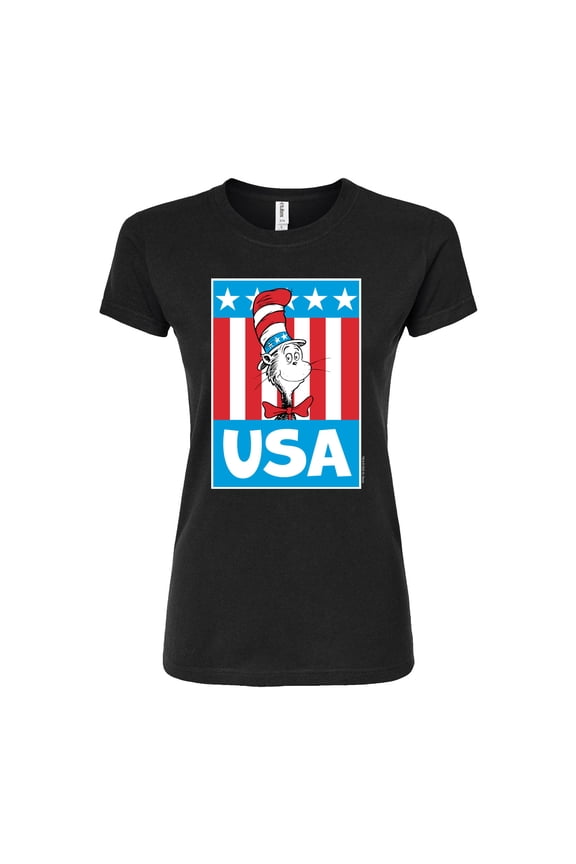 - Cat In The Hat USA - Juniors Fitted Graphic T-Shirt