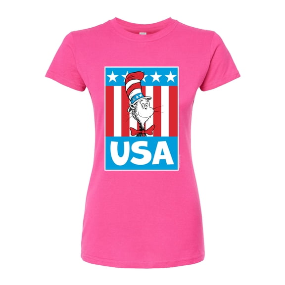 Dr. Seuss - Cat In The Hat USA - Juniors Fitted Graphic T-Shirt