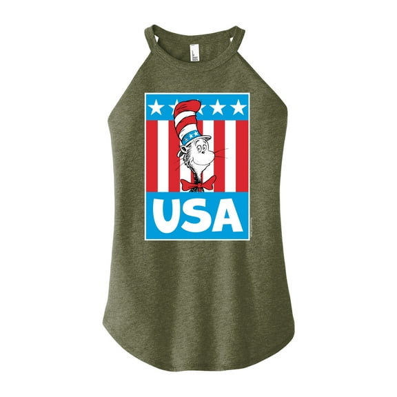 Dr. Seuss - Cat In The Hat USA - Juniors High Neck Tank Top