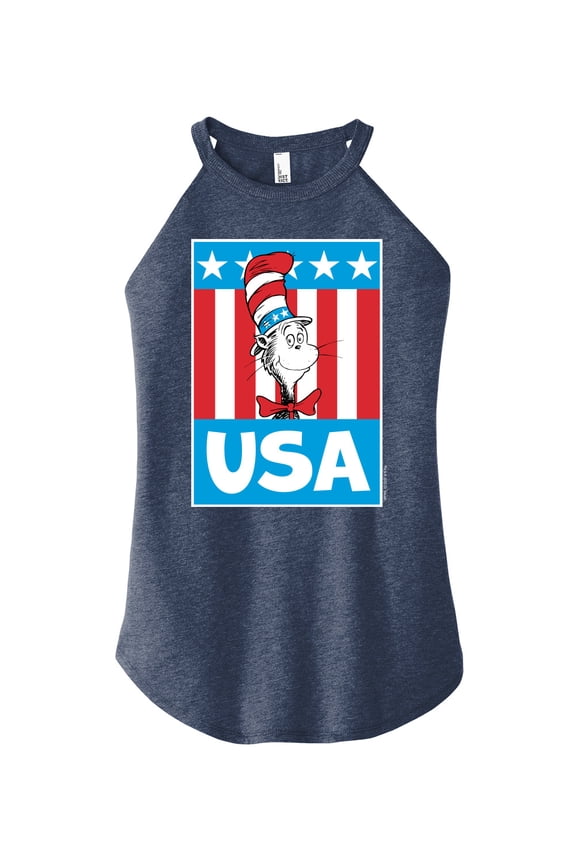 - Cat In The Hat USA - Juniors High Neck Tank Top