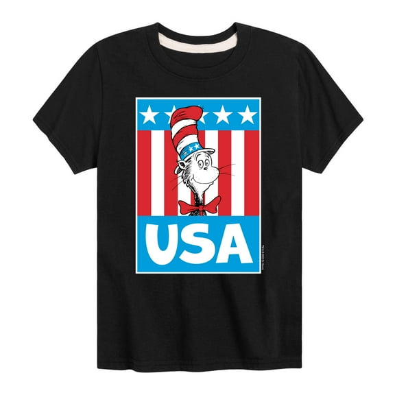 Dr. Seuss - Cat In The Hat USA - Toddler And Youth Short Sleeve Graphic T-Shirt