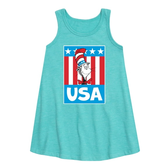 Dr.Seuss - Cat In The Hat USA - Toddler and Youth Girls A-line Dress