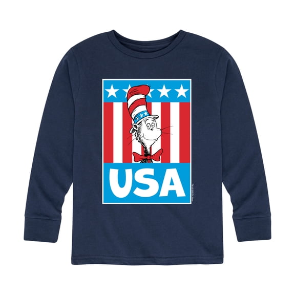 Dr. Seuss - Cat In the Hat USA - Toddler And Youth Long Sleeve Graphic T-Shirt