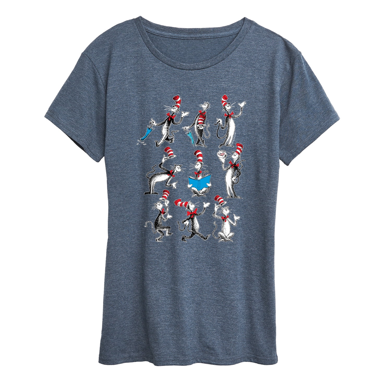 Dr. Seuss - Cat in Hat Grid - Women's Short Sleeve Graphic T-Shirt ...
