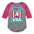 thumbnail image 1 of Dr. Seuss - Cat in The Hat USA - Toddler And Youth Girls Raglan Graphic T-Shirt, 1 of 5