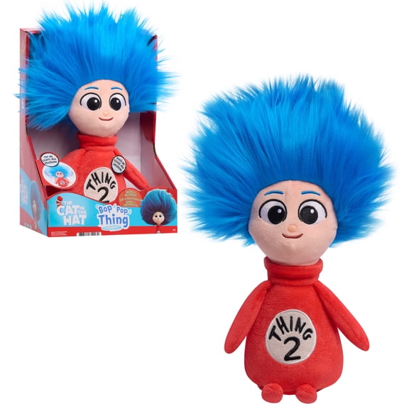 Dr. Seuss Cat in the Hat Bop Pop Thing 2 Feature Plush, 8.5-inch Interactive Thing 2 Plush Toy with Sounds and Movements, Ages 3+