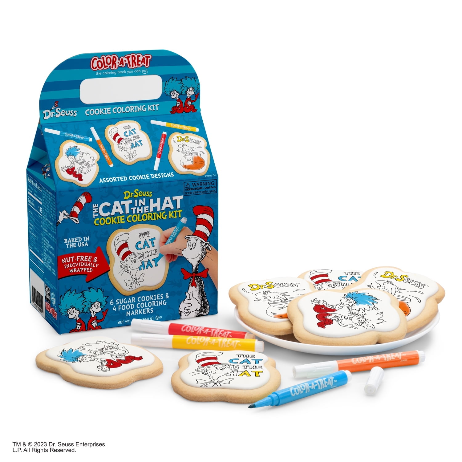 Dr. Seuss Cat in the Hat Cookie Coloring Kit by Color-a-Treat, 12 oz ...