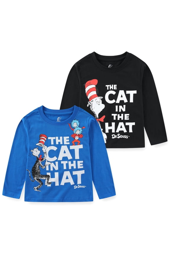 Cat in the Hat Long Sleeve Shirt (Boys), 2 Pack, Sizes 3T-7