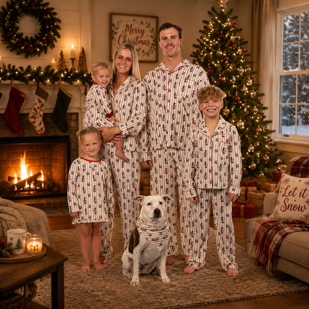 Dr. Seuss Cat in the Hat Matching Family Notch Collar Velour Pajama Sets, 2-Piece, Women's