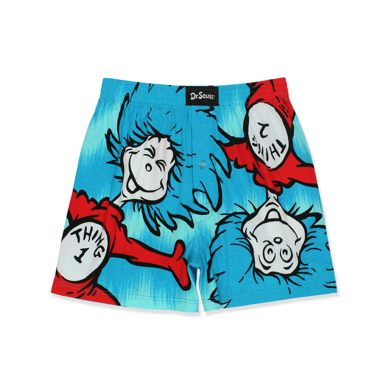 Dr. Seuss Cat in the Hat Men's Male Button Fly Boxer Lounge Shorts  MF21596BX 