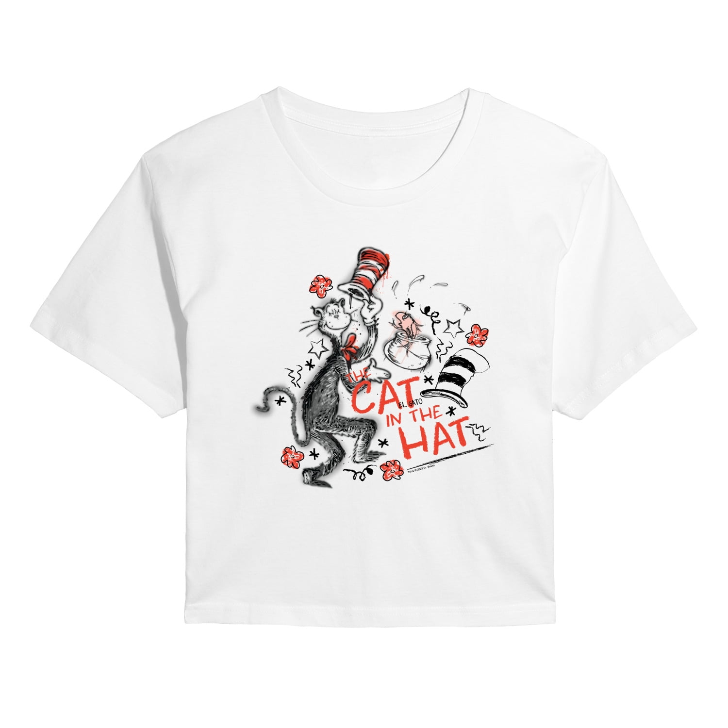 Dr. Seuss - Cat in the Hat Spraypaint - Juniors Cropped Graphic T-Shirt ...