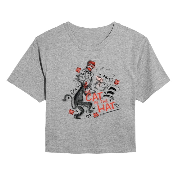 Dr. Seuss - Cat in the Hat Spraypaint - Juniors Cropped Graphic T-Shirt
