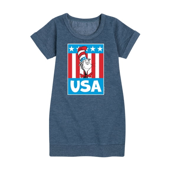 Dr.Seuss - Cat in the Hat USA - Toddler And Youth Girls Fleece Dress