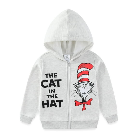 Dr. Seuss Cat in the Hat Zip Up Fleece Hoodie (Boys), Sizes 3T-7