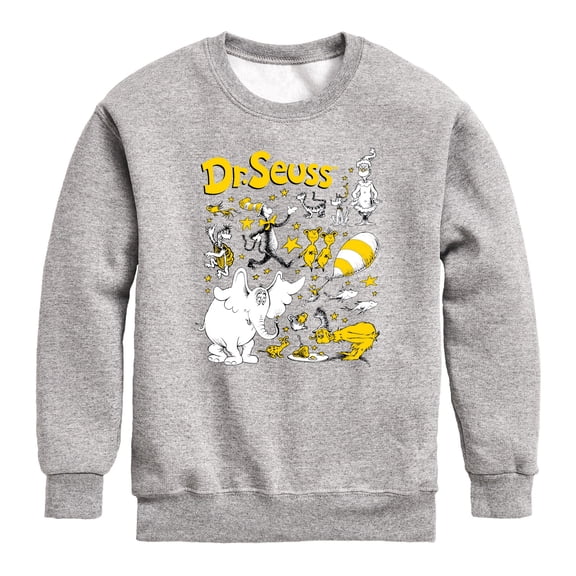 Dr. Seuss - Chara Grid - Youth Boys Crew Fleece Sweatshirt