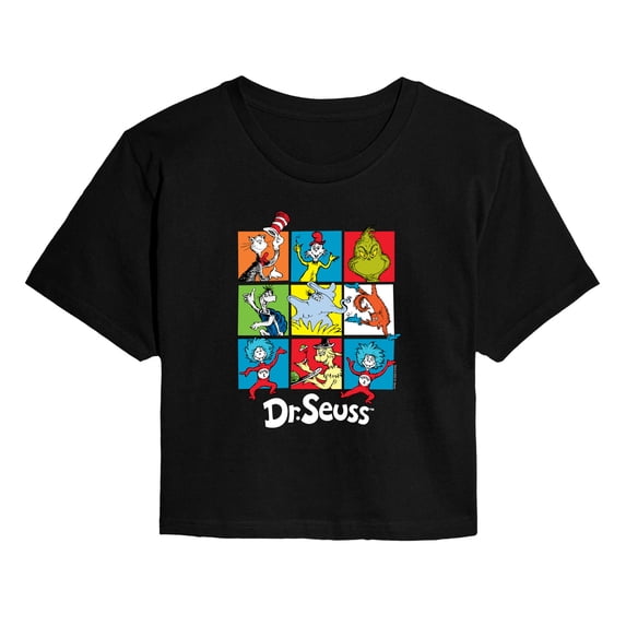 Dr. Seuss - Character Grid - Juniors Cropped Graphic T-Shirt