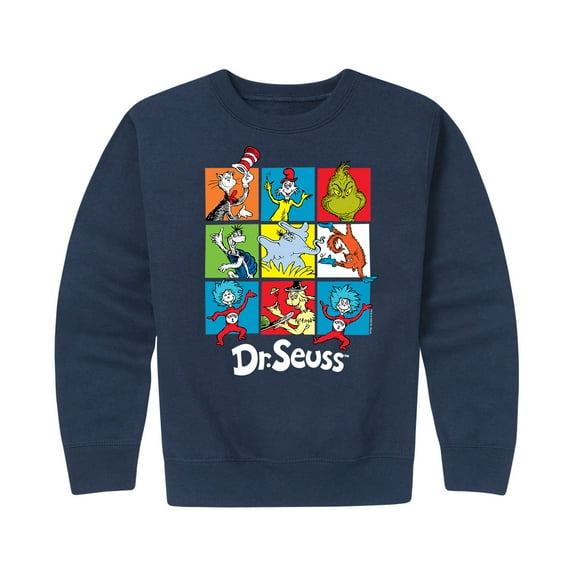 Dr. Seuss - Character Grid - Toddler And Youth Crewneck Fleece Sweatshirt