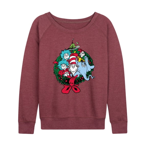 Dr. Seuss - Christmas Wreath - Women's French Terry Long Sleeve Pullover