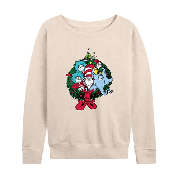 Dr. Seuss - Christmas Wreath - Women's French Terry Long Sleeve Pullover