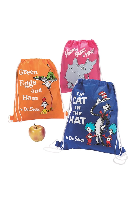 Dr Seuss Drawstring Backpack - Favor Bagss - 12 Pieces