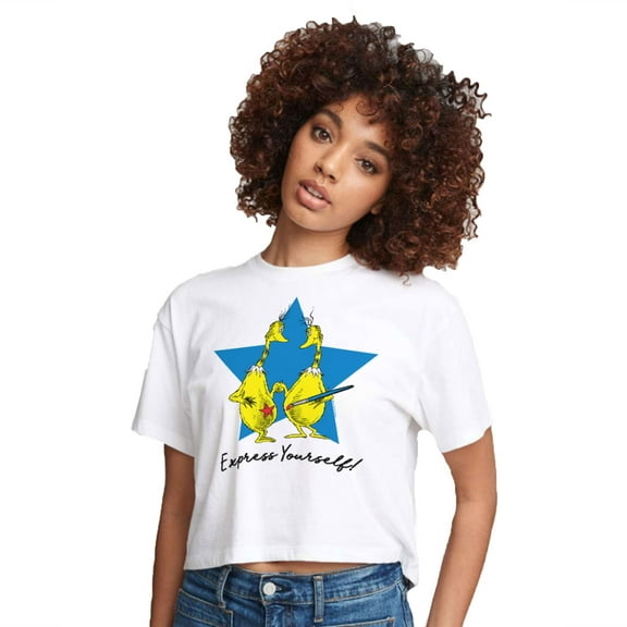 Dr. Seuss - Express Yourself - Juniors Cropped Cotton Blend T-Shirt
