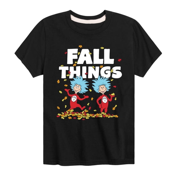 Dr. Seuss - Fall Things Thing 1 and Thing 2 Boys' Short Sleeve Graphic T-Shirt